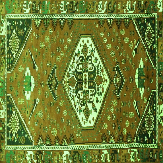 Ahgly Company Indoor Square Persian Green Traditional Area Rugs, 6' Square
