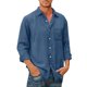 thumbnail image 2 of Designer Spring Summer Men's Casual Cotton Linen Solid Color Long Sleeve Shirts Loose Shirts XL, 2 of 4
