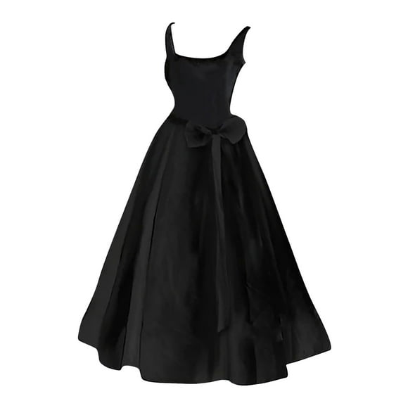 JFHHQ Relaxed Silhouette Solid Dress Women's Flared Sleeveless Tunic Dress with Gothic Print for Halloween Party and Wedding Guest XXL Black