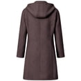thumbnail image 5 of SHENGXINY Women's Button Up Pea Coat Hooded Button Down Mid Length Trench Coat Winter Fall Warm Woolen Blend Top Clothes Purple XL, 5 of 6