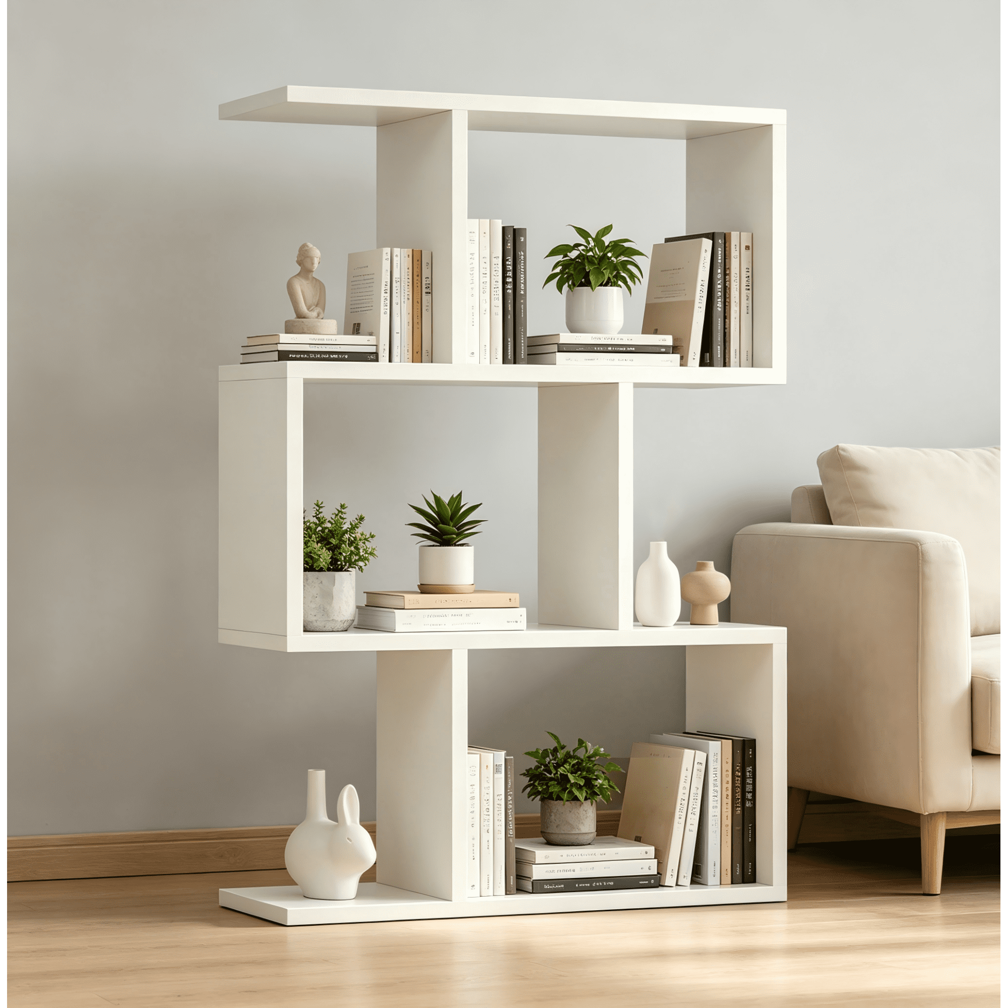 Leumius 3-Shelf Bookcase,Freestanding Book Shelf, Home Office Bookcase, Storage Shelving Unit for Bedroom, Living Room,White