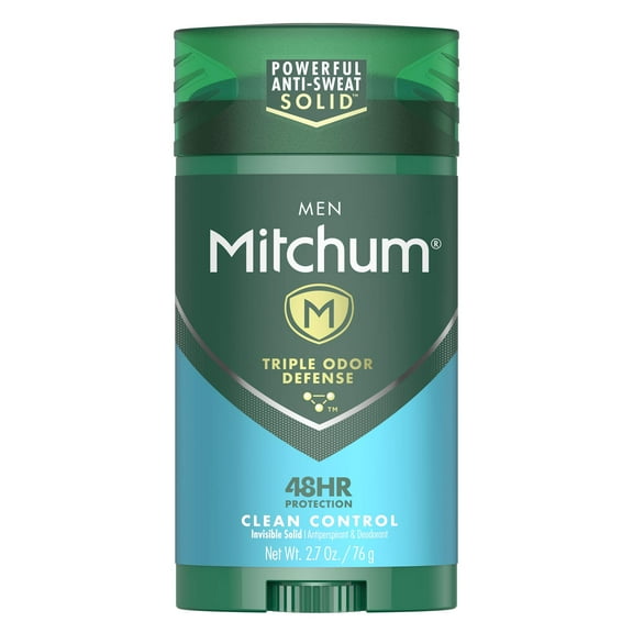 Mitchum Antiperspirant Deodorant Stick for Men, Triple Odor Defense Invisible Solid, 48 Hr Protection, Dermatologist Tested, Clean Control, 2.7 oz