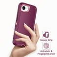 thumbnail image 7 of I-HONVA For iPhone 16e Case,[with 2 Pack Screen Protector] 3-Layer Military Grade Drop Anti-Slip Rugged Shockproof Dustproof Protection 6.1 inch Phone Case for Apple iPhone 16e,Deep Purple/Pink, 7 of 7
