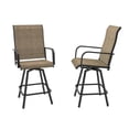thumbnail image 2 of Outdoor Bar Stools Set of 2, 28.4" Pub Height Tall Patio Chairs, All-Weather 360° Swivel Patio Barstools for Outside Garden Poolside Yard, Brown, 2 of 8