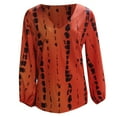 thumbnail image 4 of EQWLJWE Blouses à Manches Longues pour Femmes Chemise Ample Confortable Col en V Mode Imprimé Manches Lanterne, 4 of 5