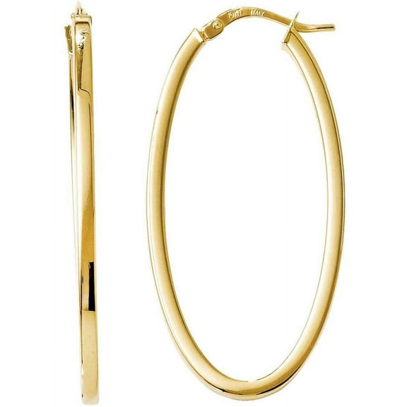 Primal Gold 10 Karat Yellow Gold Oval Hinged Hoop Earrings