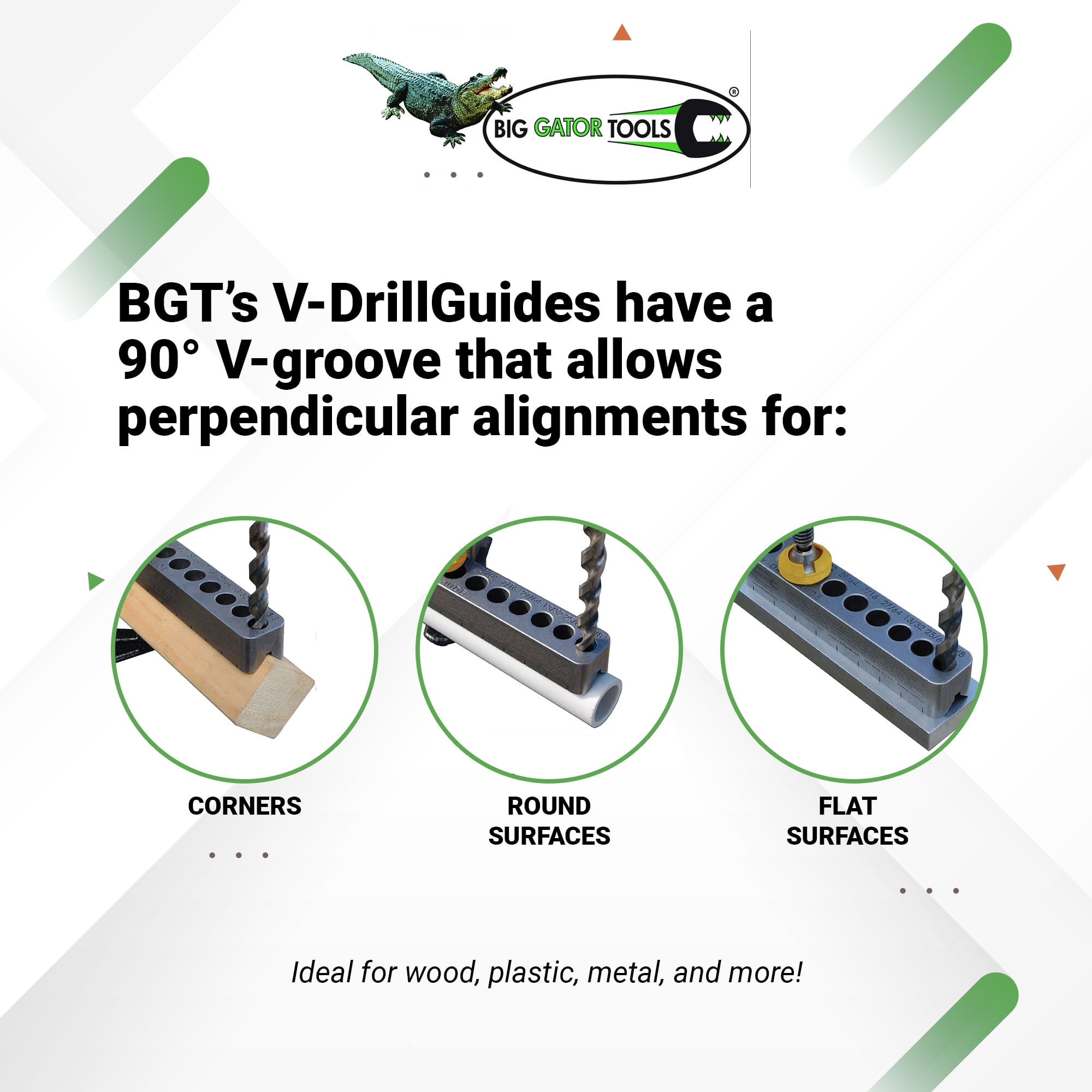 Big Gator Tools V-Drill Drill Guide ⅛ - ⅜ Inches Plus ⅜ -½