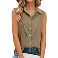 thumbnail image 3 of AherBiu Plus Size Tank Tops for Women Button down Shirts Lapel V Neck Collared Lightweight Summer Casual Blouse, 3 of 8