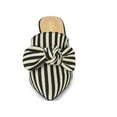thumbnail image 6 of BLISSFUL STEP Women Stripe Bow Pointed Toe Block Heel Slides Mules Black 7, 6 of 8