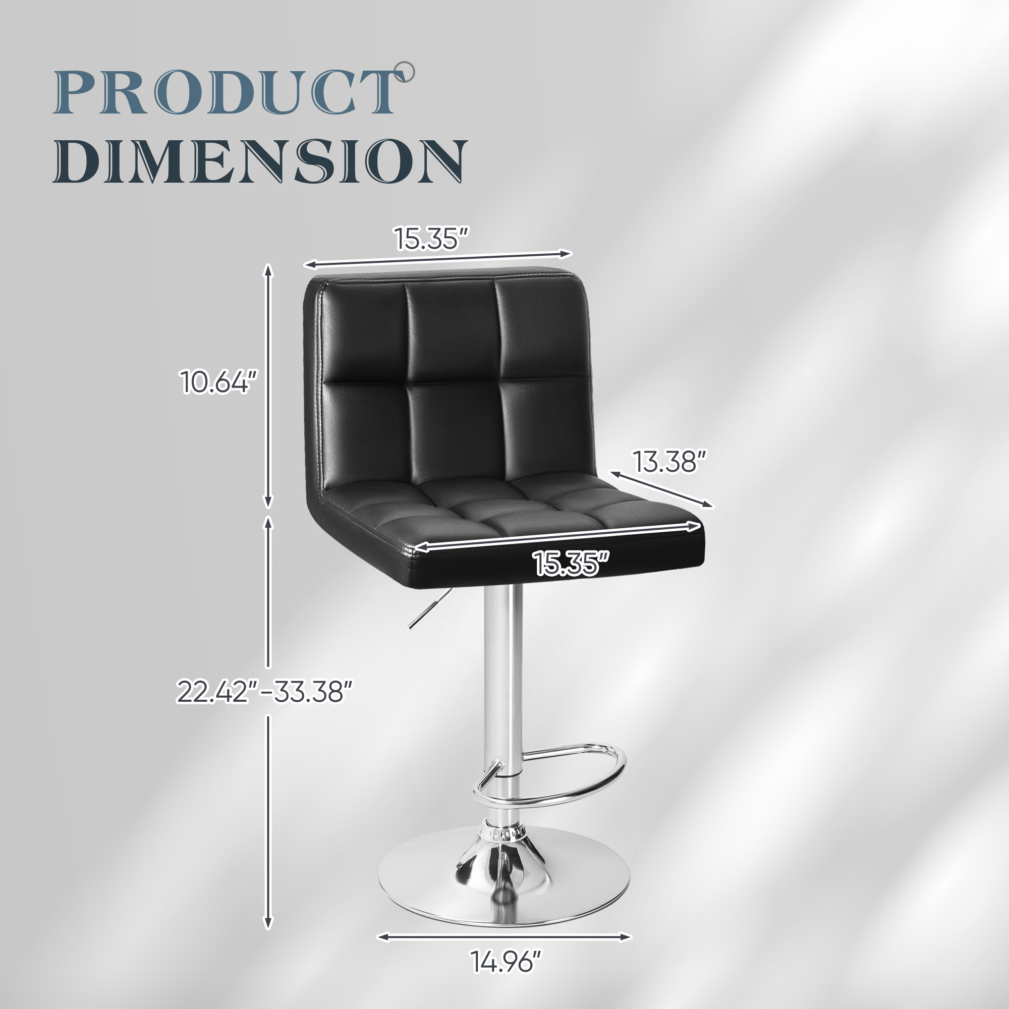 Furmax Swivel Bar Stools with Back, PU Leather, Black, Set of 4 photo 6