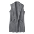 thumbnail image 6 of Winter Fuzzy Coats for Women Casual Sleeveless Vests Jacket with Pockets Open Front Fleece Long Cardigan New Women's Vests Jacket Gray L, 6 of 7