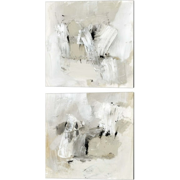 Great Art Now Neutral Brushstrokes by Victoria Barnes 2 Piece Canvas Art Set Each 14W x 14H
