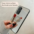 thumbnail image 4 of Allytech Mirror Case for Samsung Galaxy A14 5G for Girls Women Makeup, Bling Rhinestone Ring Holder Finger Grip Kickstand Cover, Full Body Protection Precise Cutouts Shockproof Case - Silver, 4 of 10