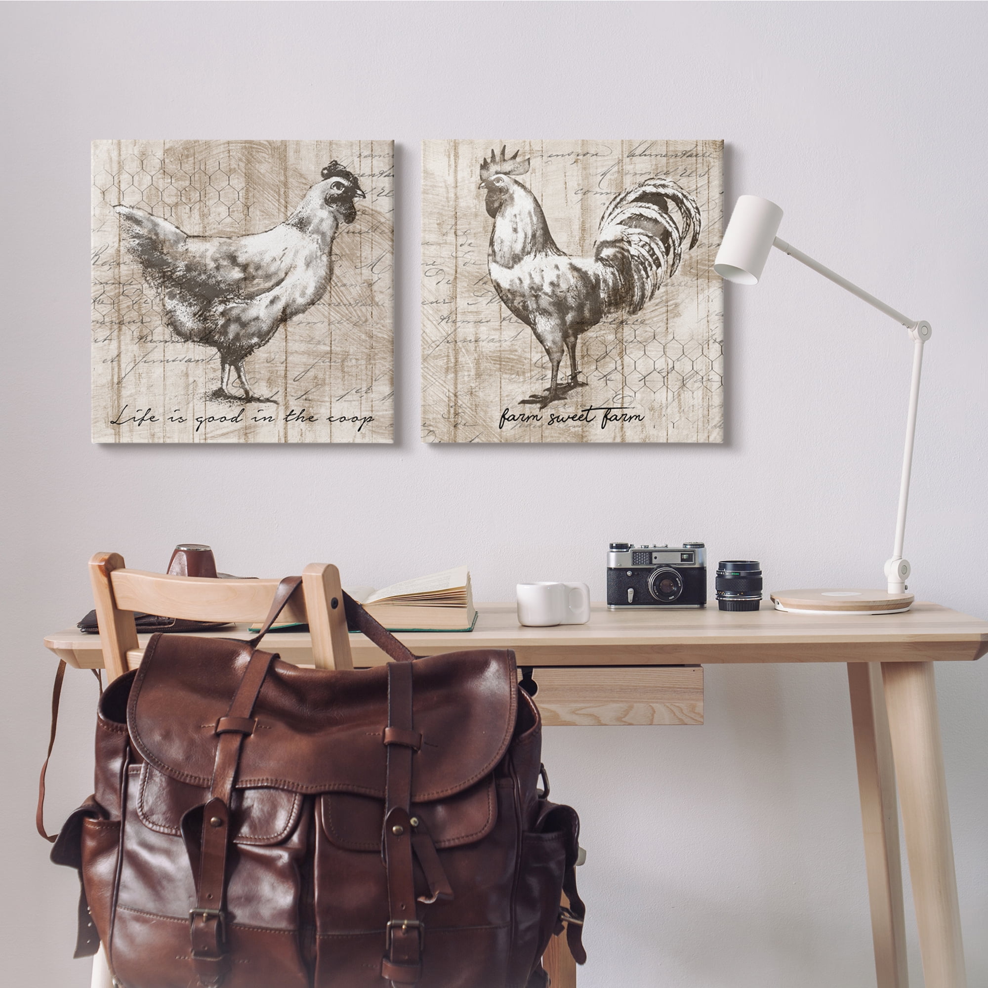 Stupell Industries Rustic Hen Rooster Illustration Life is Good Phrases, 24 x 24, Design by Conrad Knutsen