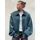 thumbnail image 3 of Chaqueta de cuero con cremallera para mujer, abrigo Bomber corto de manga larga con solapa y costuras en contraste, ropa de calle elegante, 2024, 3 of 5