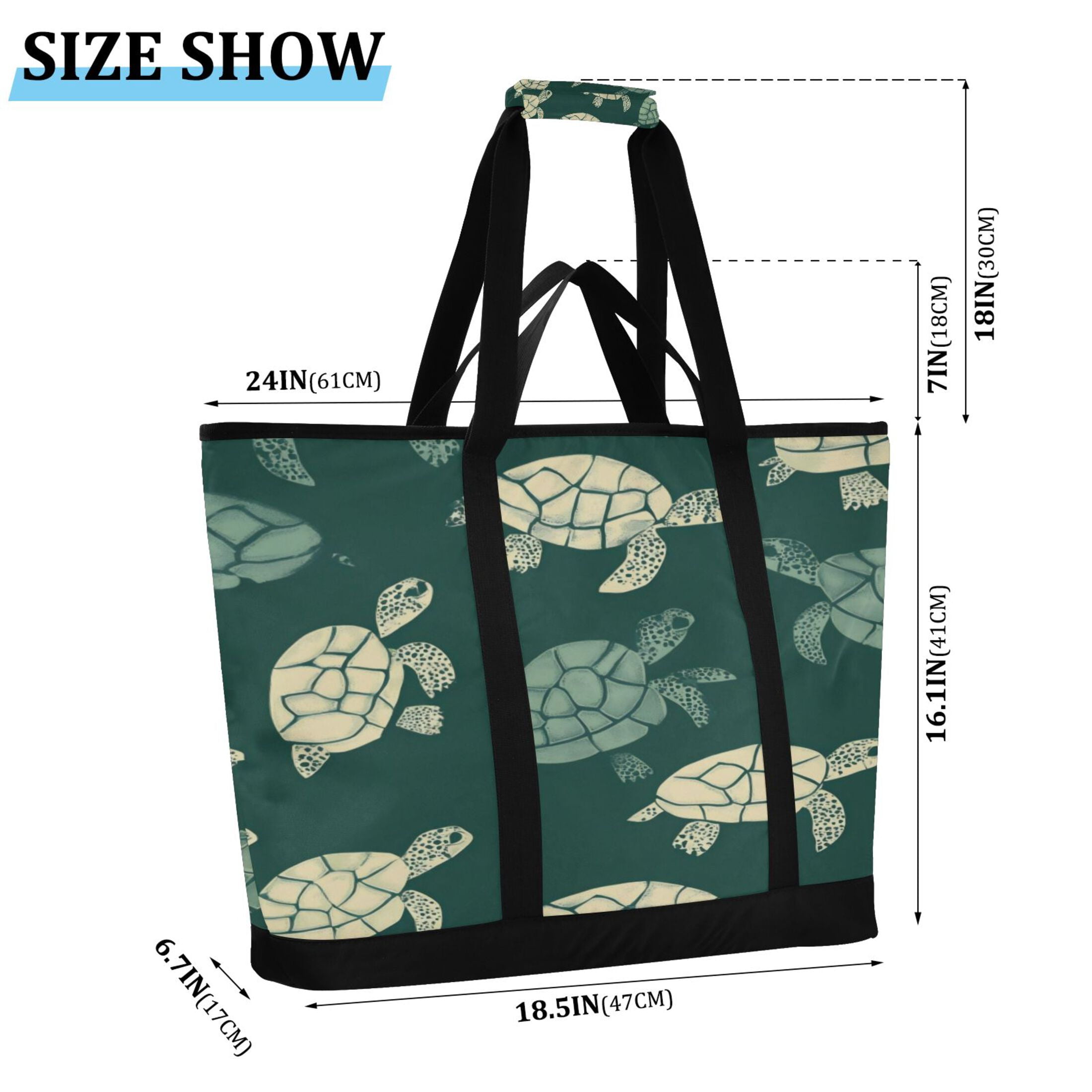 Large Hand-held Ice Pack Picnic Bag Insulation and Refrigeration Suitable for Shopping Picnics and Camping Green Turtle