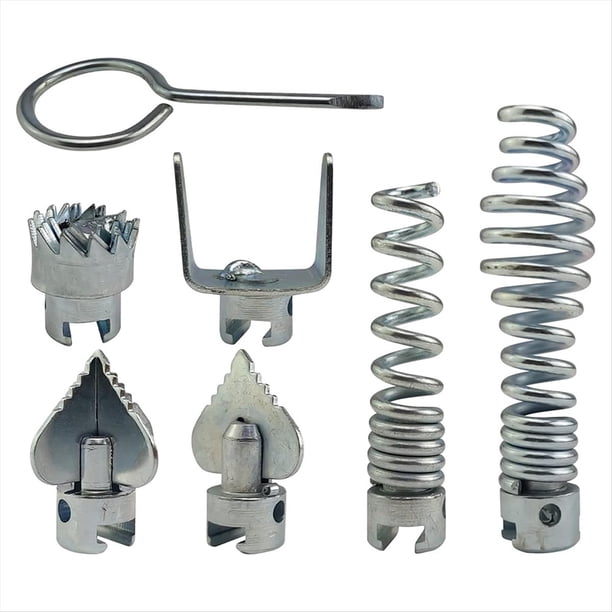 Juego de Cabezales de Corte Combinados para Limpiador de Drenaje, Cabezal de Bloqueo Automático, Adecuado para Máquina de Dragado de Tuberías, Juego de 7 Piezas