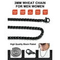 thumbnail image 6 of PROSTEEL Wheat Necklace 3mm Black Chain Necklace for Mens Classic Stainless Steel Jewelry Birthday Christmas Gift for Son Boyfriend - 30inches, 6 of 8