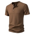 thumbnail image 5 of Bosfbaoi Henley Shirts For Men Waffle Knit Men's Shirts Solid Color Slim Fit Tops Button Placket Casual Tee, 5 of 9
