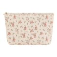 thumbnail image 4 of Cosmetic Bag, Corduroy Makeup Bag, Floral Makeup Pouch, Portable Travel Toiletry Bag, French Style Makeup Storage Organizer, Zipper Cosmetic Purse for Women Travel Daily Use, Pink Rose Bud Print, 4 of 4