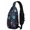Astronaut and Ufo Blue Pattern, variant on Astronaut and Alien Purple Pattern Sling Backpack, Travel Shoulder Pack with Earphone Port, Adjustable Strap Gift Ideas for Hiking Cycling Walking