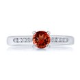 thumbnail image 2 of Gem Stone King 925 Sterling Silver Red Garnet and White Created Sapphire Engagement Ring for Women | 0.65 Cttw | Round 5MM | Gemstone January Birthstone | Size 9, 2 of 2