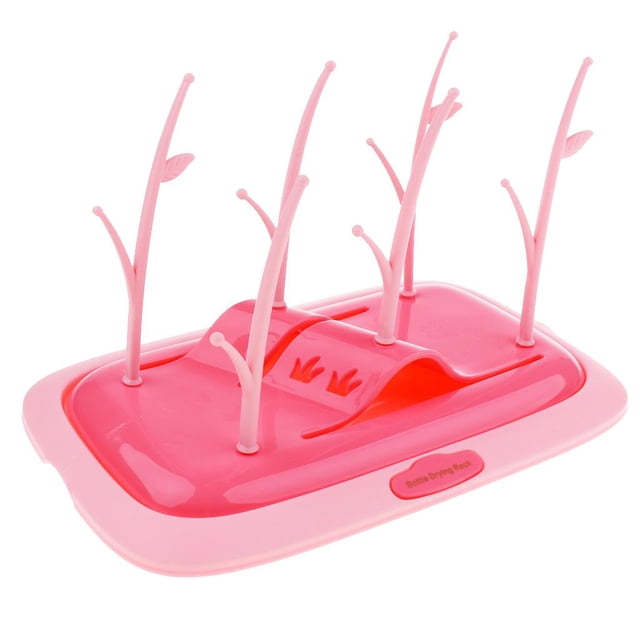 Estante de Secado para Biberones Plástico Divisores de Almacenamiento de Cocina Despensa Rosado Hugo Secador de botellas