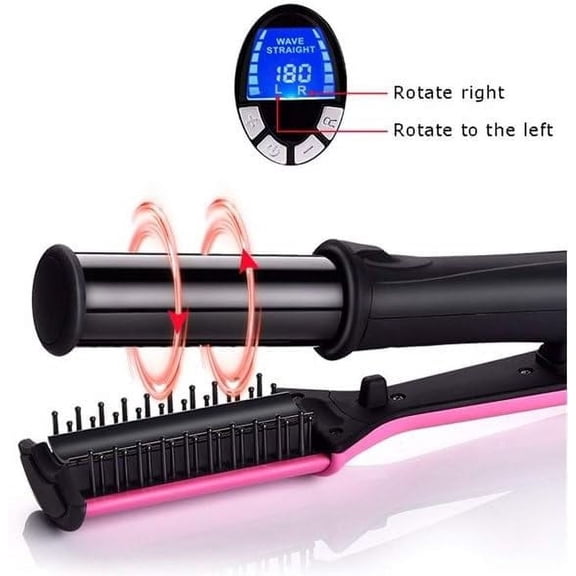 2026 Professional Hair Straightening Curling Iron, 2 in 1 Style Flat Irons, 1-Way Rotating Iron Curler No Damage, Hair Straightener Flat Irons for Short & Long Hair, Black