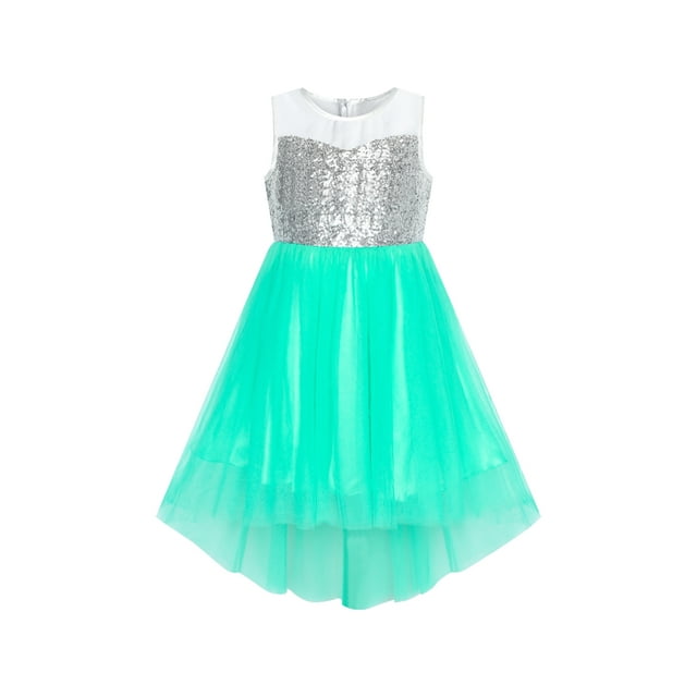 Flower Girls Dress Bright Turquoise Mesh Party Wedding Bridesmaid 5 Years