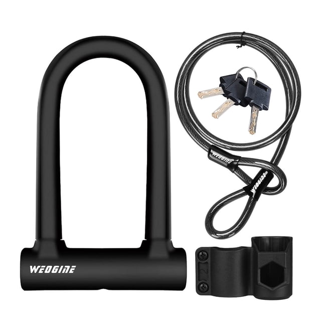 Candado en U para bicicleta Weogine, arco de 17 mm, cable de 1,5 m, 3 llaves