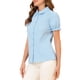 thumbnail image 4 of INSPIRAR CHIC Blusas de Algodón con Cuello Peter Pan y Botones Vintage para Mujeres, Azul Claro M, 4 of 7