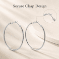 thumbnail image 3 of Silver Hoop Earrings for Women, Thin Silver Plated Hinged Hoop Earrings, Lightweight Minimalist Circle Earrings for Everyday Wear and Female Jewelry Gift,60mm, 3 of 6