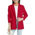 thumbnail image 3 of HUANBAI Girls Blazer Jacket with Inner Pocket Long Sleeve Notched Collar/Lapel Collar Open Front Casual Kids Blazers Suit 9-10 Years, 3 of 6