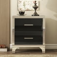 thumbnail image 2 of Noble House Elegant High Gloss Nightstand with Metal Handle,Black, 2 of 9