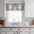 thumbnail image 3 of Navy Blue Brown Valance Curtains for Kitchen/Living Room/Bathroom/Bedroom Window, Rod Pocket Small Topper Half Short Window Curtains Voile Sheer Scarf, Vintage Elegant Botanical Palm Leaves 60"x18", 3 of 8
