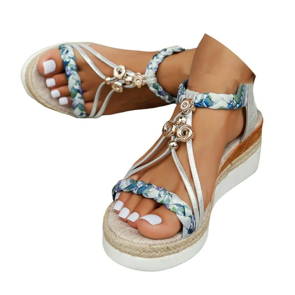 Mostsola Sandals for Women 2025 Bohemian Braided Espadrilles Open Toe Slingback Sandals Dress Shoes
