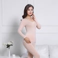 thumbnail image 2 of Thermal Underwear Women Long Sleeve Top Pants Seamless Winter Warm Clothing Ladies Bodysuit Undershirt Female Pajamas Lingerie Skin Color, 2 of 10