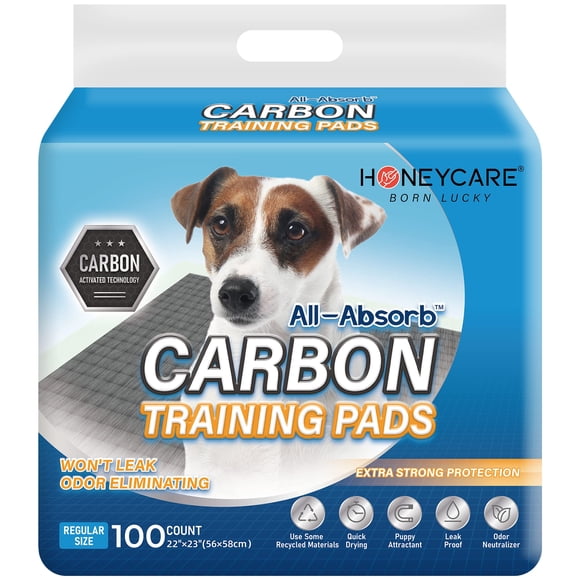 Almohadillas de entrenamiento para cachorros HONEY CARE All-Absorb Ultra Charcoal, 100 unidades