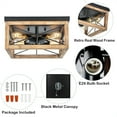 thumbnail image 2 of 4-Light Farmhouse Wooden Flush Mount Ceiling Light with Black Metal Canopy for Kitchen Island, Living Room, Bedroom, Hallway & Entryway Lighting, 2 of 8