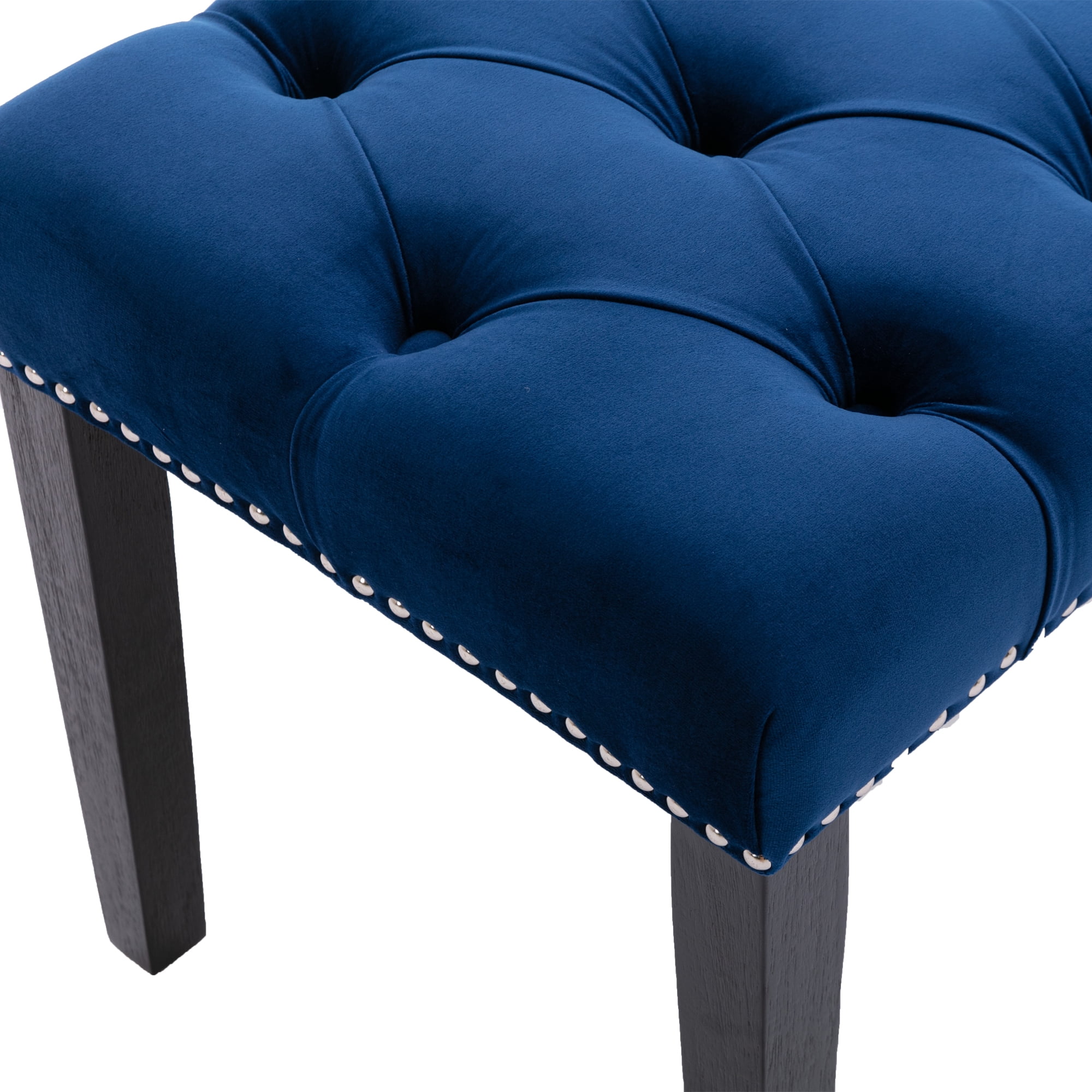 Heng Ming Upholstered Tufted Bench Ottoman, Velvet Dining Bench Bedroom Bench Footrest Stool Accent Bench for Entryway Dining Room Living Room, Blue