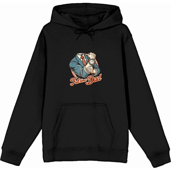 Full Time Dad Business Suit Adult Black Long Sleeve Hoodie-Medium