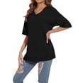 thumbnail image 5 of SWQZVT Women's Oversized V Neck T Shirt Short Sleeve Loose Fit Casual Workout Summer Basic Tee Top, 5 of 7