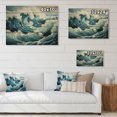 thumbnail image 4 of Designart "Blue White Ocean Oceanic Odyssey I" Nautical & Beach Print on Natural Pine Wood, 4 of 5