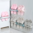 thumbnail image 4 of Zapatero plegable rosa, soporte de pared, zapatero multifuncional impermeable para baño/dormitorio/sala de estar, 4 of 5