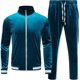thumbnail image 3 of Chándal de terciopelo para hombre, conjunto de 2 piezas, sudaderas con cremallera, chaqueta, pantalones con bolsillos, 3 of 5