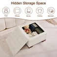 thumbnail image 3 of HASLE 24" Square Storage Ottoman Coffee Table, Linen Tufted Ottoman with Reversible Wooden Tray Lid, Ample Storage Footstool, Beige, 3 of 8