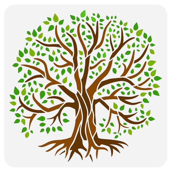 Tree of Life Stencil 11.8x11.8inch Reusable Life Tree Drawing Template DIY Art Plants Theme Wall Decoration Spring Nature Craft Stencil