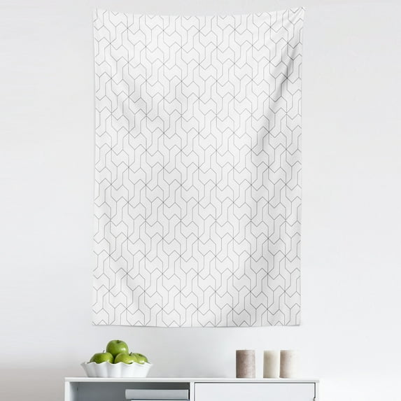 Black and White Tapestry, Geometric Arrangement with Monochrome Design Lines and Optical Illusion, Fabric Wall Hanging Decor for Bedroom Living Room Dorm, 5 Sizes, Black White, by Ambesonne