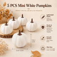 thumbnail image 2 of Mini Artificial Pumpkins 5 Pack, White Foam Pumpkins, Small Fall Table Decorations for Thanksgiving Halloween Mantel Tray Bowl Home Decor, 1.5*1.1in, 2 of 6
