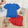 thumbnail image 6 of OYXSER Toddler Girls Outfits Baseball Embroidery Short Sleeve T-Shirts Shorts Clothing Set Cute Summer Short Set, Blue 6-12M, 6 of 7